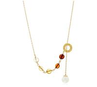 MAJORICA Collana Ambra Algaida in Argento Placcato Oro 18k, Perle Bianche 8mm, Cristalli di Murano, Elegante e Sofisticato, 42/47 cm. Gioielleria Artigianale per Donna, Regalo per Occasioni Speciali.