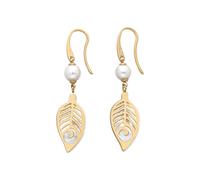 Majorica Dafne Earrings 16627.01.1.000.010.1 - 925 Gold-Plated Silver, White Pearl, Leaf Design