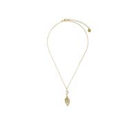Majorica Dafne Necklace 16630.01.1.000.010.1 - 925 Silver, 18K Gold Plated, 8mm White Pearl, Leaf Pendant