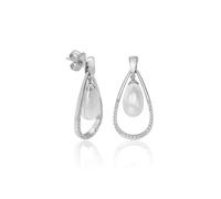 Majorica Noëlla Earrings 16358.01.2.000.010.1 - 925 Silver, 8x15mm White Teardrop Pearl, Cubic Zirconia