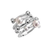 Majorica Planet Ring 10554.01.2.915.700.1 - 925 Silver, White Pearls, Cubic Zirconia, Rhodium Finish