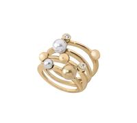Majorica Planet Ring 10554.34.1.915.010.1 - 925 Silver, 18K Gold Plated, White Pearls, Zirconia
