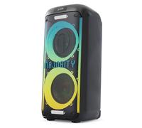 MAJORITY Altoparlante portatile per feste e karaoke con microfono cablato | Bluetooth, lettore MP3 USB/SD | Mic Echo, alti, Bass Boost | TWS Stereo, luci a LED | Sistema PA Speaker Pulse P3