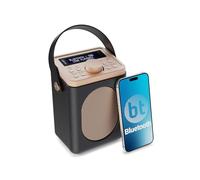 MAJORITY Little Shelford Radio Portatile DAB+ FM | Radio Bluetooth | Radiolina Alimentazione a Batteria e Tramite rete Elettrica | Doppio Allarme DAB da Casa | Radiolina Tavolo con 40 preset (Nero)