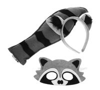 MAJORMENCH 1Set Costumi Cosplay Procione con Fascia per Orecchie Maschera e Accessori per Feste Tema Animali per Halloween e Eventi Notturni