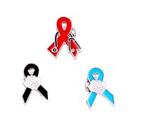 MAJORMENCH 3pezzi Spilla Brooch Raso Rosso Blu e Nero Accessori Eleganti Per Abbigliamento e Occasioni Speciali Simbolo Di Sensibilizzazione Per La Giornata Mondiale Contro