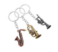 MAJORMENCH 3pezzi Vintage Saxophone Keychain Miniature Metal Musical Instruments Keyring Party Favors for Musicians and Music Unique Design Antique Antique Tin and