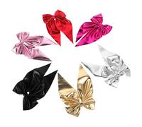 MAJORMENCH 6pezzi Nastri per Capelli Fiocco Forcine Fiocco per Donne e Ragazze Morbido Clip Molla Comoda Sei Colori Vivaci Oro Argento Rosso Nero Rosa