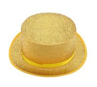 MAJORMENCH Cappello a Cilindro Dorato da Mago Vintage Piume Copricapo Storico Edwardiano per Spettacoli Teatrali Feste a Tema e Cosplay