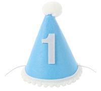 MAJORMENCH Cappello per Primo Compleanno Ragazzo Ragazza Fascia Regolabile, Copricapo Leggero Blu per Festa e Decorazioni, Accessorio Fotografico per Fino a 1 Anno