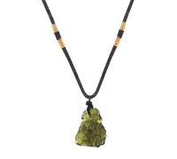 MAJORMENCH Collana Semplice Verde Elegante di Meteorite Ciondolo Irregolare | Pietra Meteorite, Finitura Raffinata e Lucente, per Uso Quotidiano e Feste, Facile da Indossare