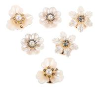MAJORMENCH Gemelli da Polso per Donna Strass e Perle a Forma di Fiore, Leggeri e Rimovibili, 3 Paia in Lega e Plastico, Accessori Eleganti per Camicie da Cerimonia