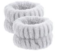 MAJORMENCH Set 2 Pezzi Braccialetti in Flanella per Lavaggio Viso Morbidi ed Elastici, Fascia per Chioma da Bagno e Polsini Assorbenti per Spa, Adatti per Donna e Uomo in Relax Trucco e Yoga