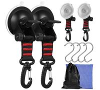 MAJORMENCH Set 4 Pezzi Ganci a Ventosa da Campeggio Resistenti con Ventose Abs per Tende da Sole Auto e Viaggi All’aperto, Fissaggio Sicuro e Compatto per Campeggio e Camper