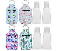 MAJORMENCH Set 8 Pezzi Bottiglie Ricaricabili in Plastica Copertura e Portachiavi, per Viaggi e Uso Quotidiano, Colore Assortito, Protegge da Graffi