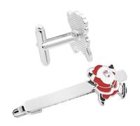 MAJORMENCH Set Da 3 Fermacravatte Natalizi a Forma Di Babbo Natale, Barre Portacravatte Decorative in Metallo Elegante, Accessori Leggeri Per Feste e Abiti Formali