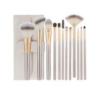 MAJORMENCH Set di Pennelli per Trucco Professionali 12 Pezzi in Nylon Bianco Riso Custodia, Kit Completo per Viso Occhi e Sopracciglia, per Trucco Quotidiano e Contouring