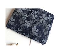 MaJu Tessuto Jeans Jacquard Fiore di Cotone Dopo Il Lavaggio del Tessuto Denim Elasticizzato per Cucire Pantaloni Eleganti Accessori di Abbigliamento(Larghezza: 145 cm)(Size:1.5 m,Color:Blu Scuro)