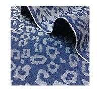 MaJu Tessuto Jeans Jacquard Leopardato Denim Lavato in Cotone Tessuto per Materiali da Cucito per Pantaloni, Vestiti, Pantaloncini e Artigianato Fai-da-Te (Larghezza: 150 cm)(Color:2#)