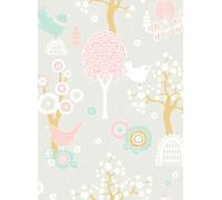 Majvillan Carta da parati Cherry Valley - Soft Grey/ Pink/ Turquoise/ Brown/ Cream White