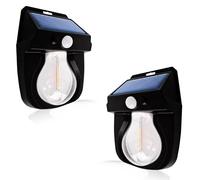 MAKA [2 pezzi] Lampada Solare da Esterno a Parete con Sensore di Movimento e Crepuscolare Luce LED Edison Filamento Incandescente 1800 mAh Impermeabile IP65 Applique Muro Facile (600 Lumen)