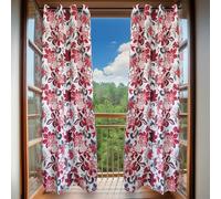MAKA 2PZ Tende per Interni 8 Occhielli 140 x 285 cm Tenda Finestra Julia Fiori Moderna per Soggiorno 100% Poliestere Oscuranti Ombreggianti Camera da Letto Diametro Anello 5cm Para Sole (Rosso)