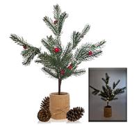 MAKA Albero di Betulla Bianco 35-45 cm Dorato Classico Artificiale Alberello di Natale Illuminato Luce Led con Batterie (non incluse) o USB Rami Regolabili 14-108 Luci Mini (Classico-35cm-alberello)
