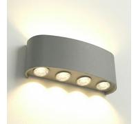 MAKA Applique da Esterno e Interno LED 24W Lampada da Parete Moderna 2400 Lumen IP65 Impermeabile Design Up Down Plafoniera per Giardino Terrazzo e Salotto Durata 40.000 Ore Bianca (Grigio, 4000)