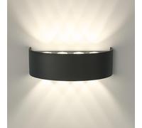 Maka Applique da Esterno Interno Led da Parete 24W Lampade da Muro Plafoniera Moderna Luci Up Down 2400 Lumen Ip65 Impermeabile Fascio Luce Durata Illuminazione 40 mila ore (Nero, 4000K)