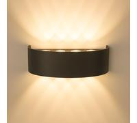 Maka Applique da Esterno Interno Led da Parete 24W Lampade da Muro Plafoniera Moderna Luci Up Down 2400 Lumen Ip65 Impermeabile Fascio Luce Durata Illuminazione 40 mila ore (Nero, 3000K)