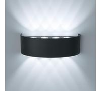 Maka Applique da Esterno Interno Led da Parete 24W Lampade da Muro Plafoniera Moderna Luci Up Down 2400 Lumen Ip65 Impermeabile Fascio Luce Durata Illuminazione 40 mila ore (Nero, 6500K)