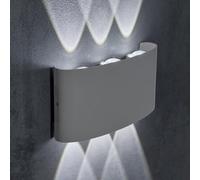 MAKA Applique LED da Parete Interno ed Esterno Moderno 16 Watt 1600 Lumen IP65, Applique Grigio Camera da Letto Bagno Soggiorno Giardino, Applique Luce Fredda 6500K, Applique Muro Alluminio, 220V