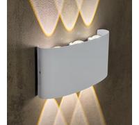 MAKA Applique LED da Parete Interno ed Esterno Moderno 16 Watt 1600 Lumen IP65, Lampada da Parete Bianco Camera da Letto Bagno Soggiorno Giardino, Luce Calda 3000K, Applique Muro Alluminio, 220V