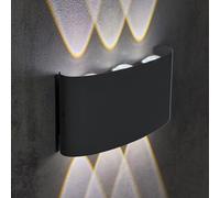 MAKA Applique LED da Parete Interno ed Esterno Moderno 16W 1600 Lumen IP65, Nero per Camera da Letto Bagno Soggiorno Giardino, Luce Calda 3000K, Muro Alluminio, 220V