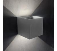 MAKA Applique LED da Parete Interno Esterno, Applique Cubo in Metallo, 220V | 12 Watt | Impermeabile IP65 | Lampada da Parete, Applique Camera Letto, da Esterno (Grigio, Luce naturale 4000K)