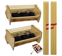 MAKA Barbecue Istantaneo Usa e Getta 2 Pezzi Braciere Legno Spiedi Carbonella