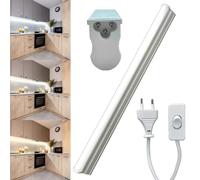 MAKA Barra Led Sottopensile Cucina Lampada con Interruttore e Presa Elettrica da 1.5 mt Luce Luminosa Naturale Calda Fredda Accessori Fascio Luminoso 180° in Alluminio (24W - 120CM, 3000K)