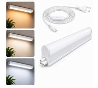 Maka Barra Led Sottopensile Cucina Lampada con Interruttore e Presa Elettrica da 1.5 mt Luce Luminosa Naturale Calda Fredda Accessori per Fissaggio Fascio Luminoso 180° in Alluminio (Switch, 12 watt)