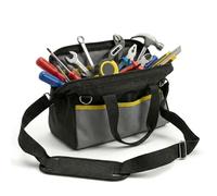 MAKA Borsa Attrezzi Lavoro Uomo 35x25x21 cm Professionale Bocca Larga con Spallacci Regolabili Cerniera Anti Blocco Fondo Rigido Impermeabile Elettricista Idraulico Attrezzi Grandi (Model L)