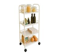 MAKA Carrello Cucina Salvaspazio con Ruote, 3-4 Ripiani in Metallo, Portatutto da Bagno o Cucina, Portaoggetti Multiuso con Struttura Robusta e Facile da Spostare (Bianco, Slim 4 ripiani)