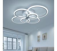 MAKA change your life quality Plafoniera Led Soffitto Moderna a 6 Cerchi Led, 51 watt 2550 Lumen Luce Fredda 6500K, Lampadario da Soffitto Lungo 79 cm x 57 cm Largo, in Alluminio
