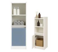 MAKA Colonna Bagno da Terra, Mobiletto Portaoggetti con Ripiani Regolabili e Cassetto, Mobile Salvaspazio Bagno Moderno Legno, Mobile Alto 30x30x115 cm, Bianco, Kit Montaggio Incluso (Bianco)