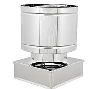Maka Comignolo a Botte Quadro, Terminale per Canna Fumaria Camino Stufa a Legna Pellet e Gas, Cappello Antipioggia Aspirafumo Base Quadra (570x570 mm - Zincato)