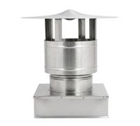 MAKA Comignolo Antivento Base Quadra, Terminale per Canna Fumaria Camino Stufa a Legna Pellet e Gas, Cappello Antipioggia Aspirafumo Base Quadra (220x220 mm - Inox)