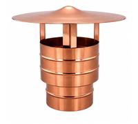 Maka Comignolo Antivento Base Tonda Canna Fumaria Rame 0,6 mm Ø 130 mm | Non arrugginisce e si patina col tempo, forma a fungo che impedisce l'ingresso di pioggia e vento, tiraggio ottimale