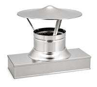 MAKA Comignolo Cinese Base Rettangolare, Terminale per Canna Fumaria Camino Stufa a Legna Pellet e Gas, Cappello Antipioggia Aspirafumo (320x520 mm - Zincato)