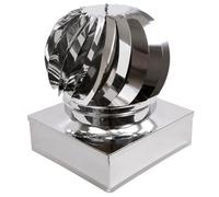 MAKA Comignolo Eolico Quadro Aspirante, Cappello Eolico per Aerazione ed Espulsione Aria, Terminale Girevole in Acciaio, Aspiratore Eolico Base Quadra (Zincato, 270x270 mm)