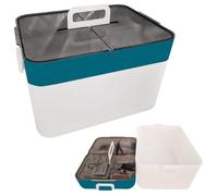 MAKA Contenitore Medicinali Portatile 27x21x18 cm, ABS, Scatola in Plastica con Coperchio Trasparente, Organizer Porta Oggetti, Ideale per Medicine, Cosmetici, Trucchi e Snack (Blu)