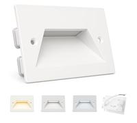 MAKA Faretto Segnapassi LED, 3W - 150 Lumen IP65 Switch (Luce Calda 3000K - Naturale 4000K - Fredda 6500K) Faretto da Incasso Esterno per Scale, Corridoi, Giardini, Terrazzi (Bianco)