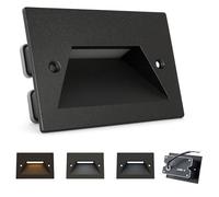 MAKA Faretto Segnapassi LED, 3W - 150 Lumen IP65 Switch (Luce Calda 3000K - Naturale 4000K - Fredda 6500K) Faretto da Incasso Esterno per Scale, Corridoi, Giardini, Terrazzi (Nero)